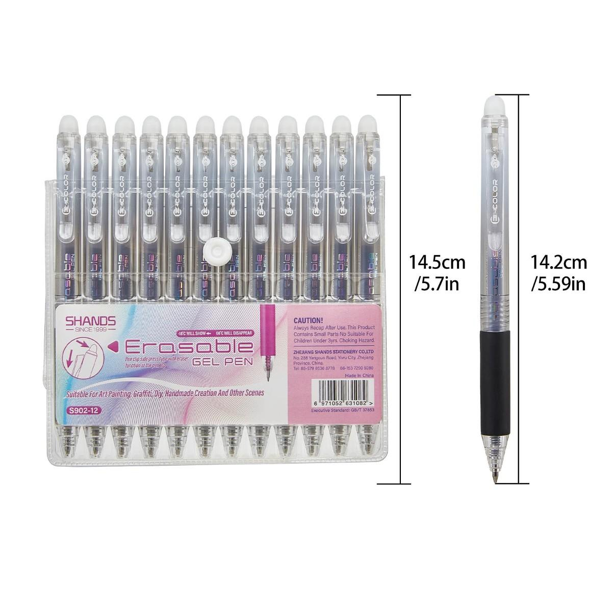 12-Pack 0.7mm Erasable Gel Pen - Retractable Eraser Pen Click review and price