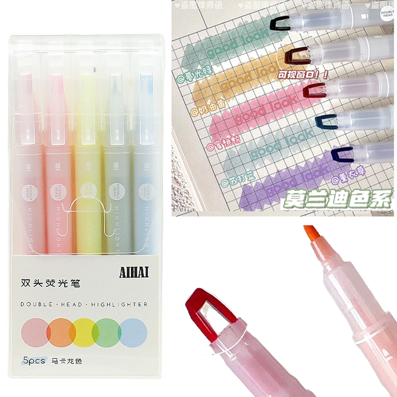 5 Colors Double Unique Window  - Pastel Highlighter Set Double Ended review and price
